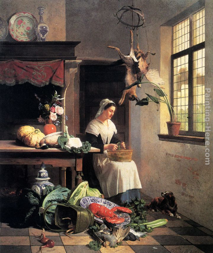 A Maid In The Kitchen painting - David Emile Joseph de Noter A Maid In The Kitchen art painting